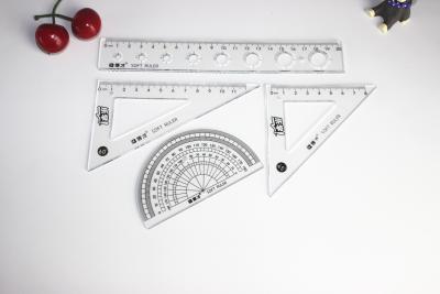 Bocai Creative Soft Ruler Sets Environmentally Friendly Transparent Scale Clear Student Only Four-Piece Set