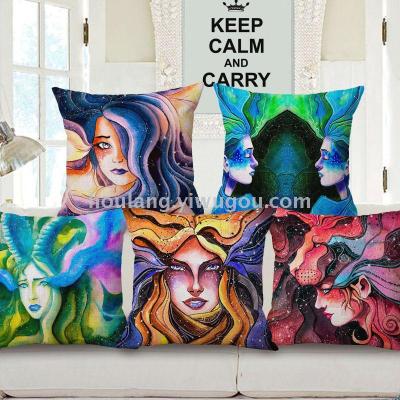 Europe and the United States wind face pattern cushion pillow private custom-made pillow cover cushion chair cushion
