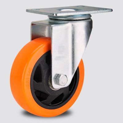 Medium orange tong hua PVC casters 5 inch universal wheel plastic core PVC twin shaft casters