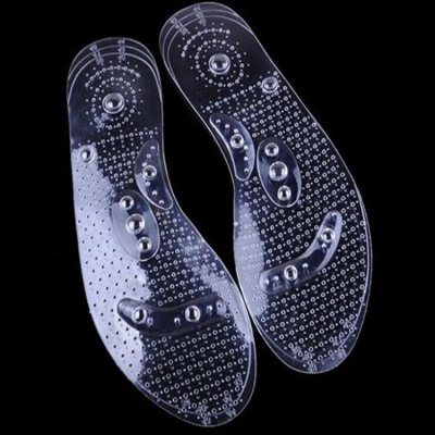 Increase the transparent PVC magnetic massage insole blue ray men and women's foot massage insole