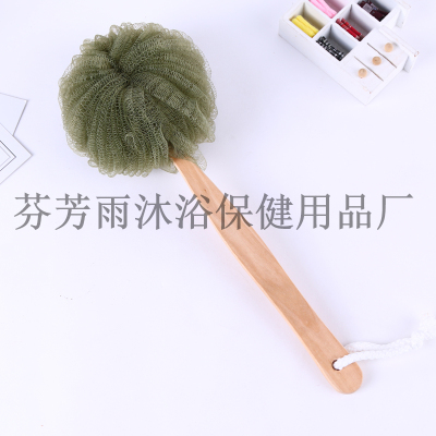 Bath rub back Bath rub thickened plastic handle design large wooden handle cleaning Bath ball Bath flower