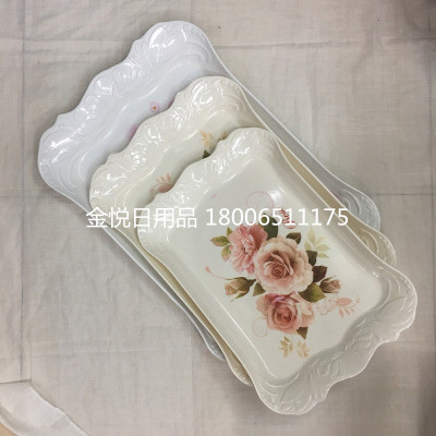 Colorful floral design melamine tray creative 3D drawing of family fruit tray anti-hot home dining tray