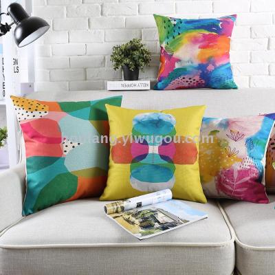 Watercolor geometrical cushion for leaning on southeast Asia  decorates pillow