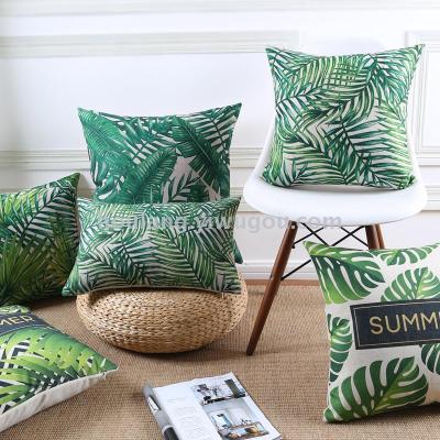 Southeast Asian tropical rain forest sofa pillow botanical garden cotton and linen cushion car pillow waist