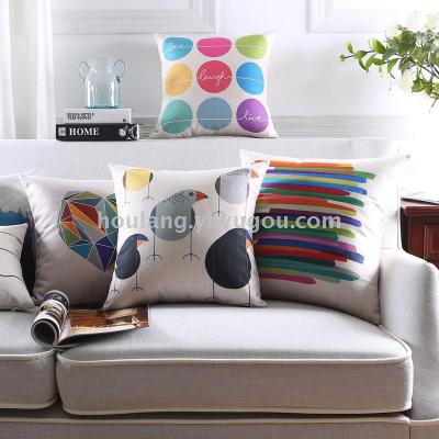 Nordic simple modern sofa cushion cover with thick cotton and hemp pillow geometrical stripe car cushion cover