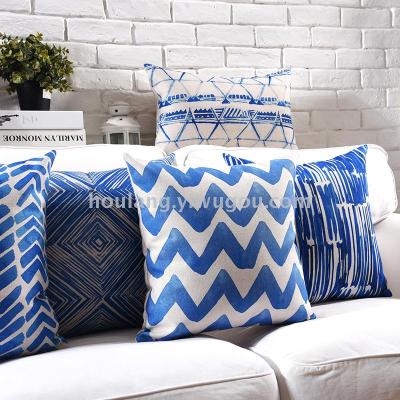 Thick cotton and linen blend fabric art Tibetan blue sofa cushion