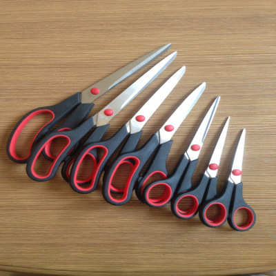 Hundred hang high quality stainless steel office 5.5 \"6.5\" 7.5 \"8.5\" 9.5 \"10\" rubber plastic scissors