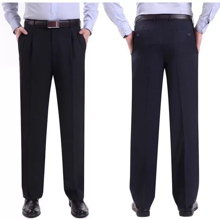 2019春秋季爸爸薄款西裤中老年休闲宽松直筒男士西装长裤厂家批发