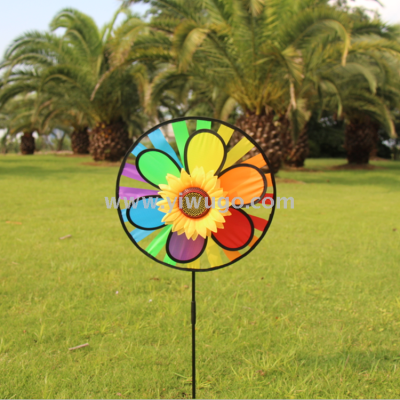 Manufacturer direct-sale art decoration gift windmill sales double - layer sunflowers sequins flash a rotary windmill