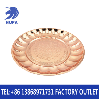 Stainless Steel Lily Plate Exquisite Embossed round Magnolia Plate Embossed Electroplated Fruit Plate