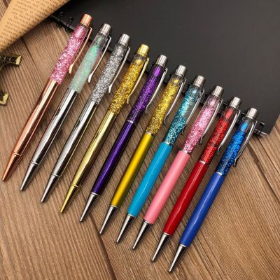 Hot style gold powder oil pen crystal rose gold pen metal pen spot gift advertising pen ball pen