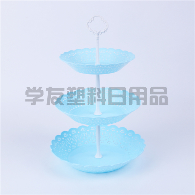 European-style plastic three-layer fruit plate blue living room creative multi-layer cake rack household candy dessert tray