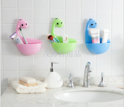 Toilet Punch-Free Toilet Creative Cartoon Dinosaur Suction Comb Storage Container Tooth-Cleaners Toothbrush Holder
