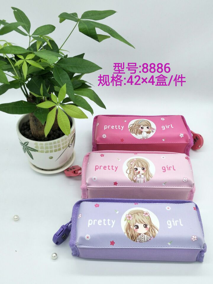 高档精品笔袋中小学生多彩卡通人物图案印花铅笔袋文具盒