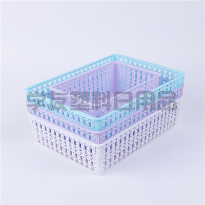Desktop storage basket plastic hollow-out storage basket kitchen snack file storage box bathroom shower basket