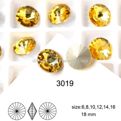 Dz - 3019 the RIVOLI K9 crystal yellow - tipped base round pointed satellite stone jewelry accessories