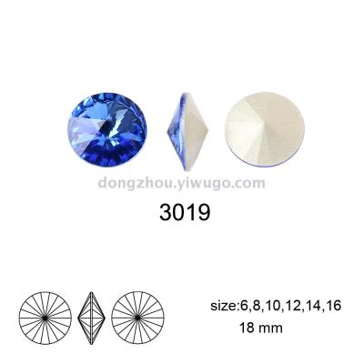 Dz-3019 RIVOLI K9 Sapphire Blue base Round satellite Jewelry Accessories