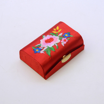 Factory Wholesale Chinese Vintage Embroidery Lipstick Box Printed Silk Single Lipstick Box Jewelry Lipstick Box