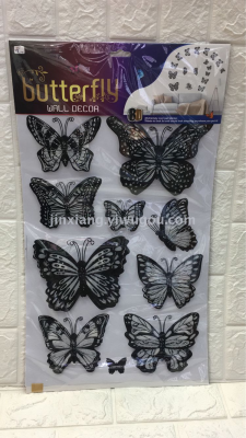 Black colorful butterfly decals room bedroom wall decoration decoration wall paste 8D wall decor sticker