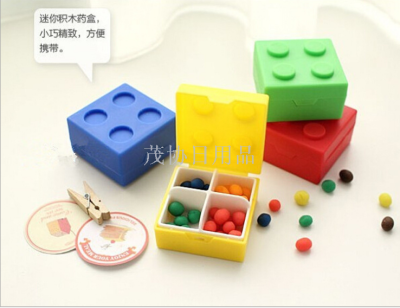 Mini-Portable Color Building Blocks Pill Box Creative Mini-Portable Portable Jewelry Sundries Storage Box Stackable