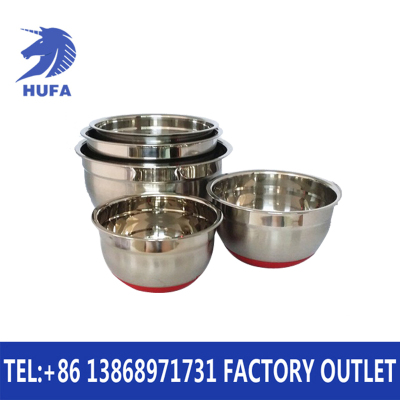 Factory Direct Thickened Silicone Bottom Non-Slip Stainless Steel Salad Bowl with Lid Salad Bowl