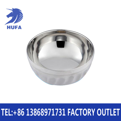 Stainless Steel Double Layer Insulation Bowl Anti-Scald Anti-Fall Lily Bowl Bright Bowl Dining Bowl Lily Bowl
