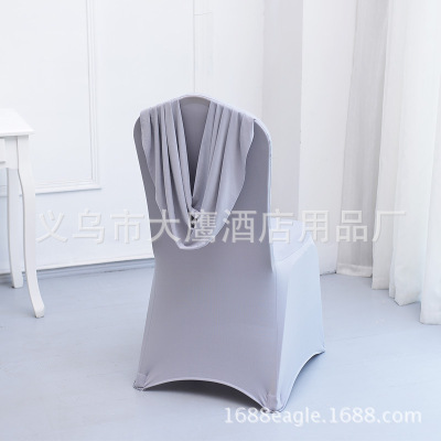 Manufacturers direct customized hotel outdoor wedding banquet back hat cross stretch chair cover jacquard back decoration