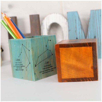 Grocery constellation solid wood pen holder creative household wooden storage desktop sorting box gifts