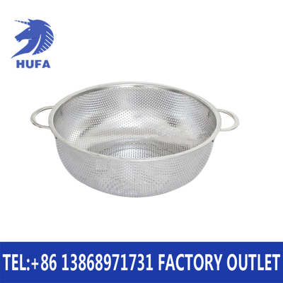 Stainless Steel Binaural Hole Multi-Purpose Basket Rice Basket Rice Cleaning Basket Binaural Rice Washing Filter Washing Basin