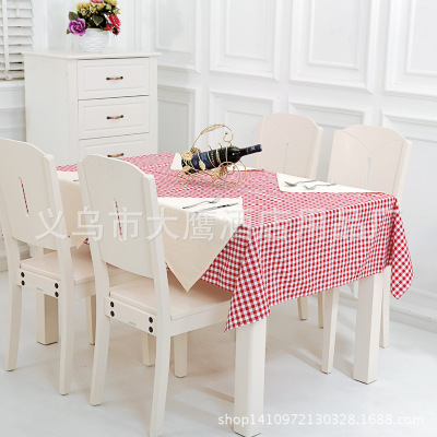 Modern simple cotton pure color small plaid tablecloth cafe restaurant decorative tablecloth household table cloth wholesale