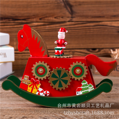 New stock available Christmas costs horse music box bell music box wooden Christmas gift crafts