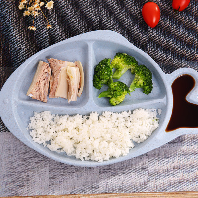 Wheat straw environmental protection portable plastic gift set fish plate separate lunch box
