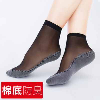 Special new wechat business antihook silk extra thin cotton base thick socks children's boat socks women anti-skid fall tube