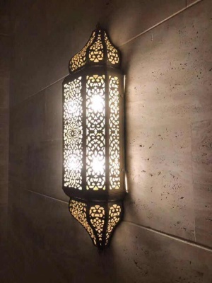 Arab Lamp Muslim Lamp Wrought Iron/Copper Hollow Decoration Mediterranean Style Wall Lamp Customization