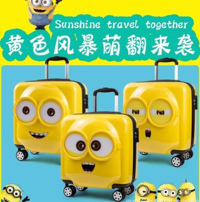 16-inch children's cartoon draw box with hard shell small yellow man travel box