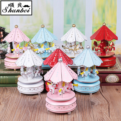 Wooden carousel Wooden crafts music box creative gifts wholesale foreign trade package batch