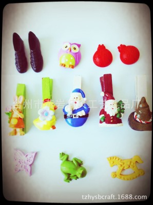 Factory direct sales wooden clip resin cartoon jacket and hat clip office supplies Korean new clip