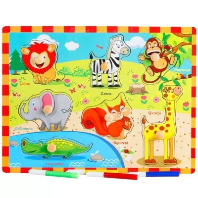 Color painting DIY hand scratchpad puzzle map children early education plywood manufacturer direct selling