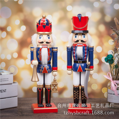 Classic new 38CM traditional wooden handicraft: walnut cracker soldier puppet wooden raft decoration