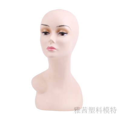 Fine quality female head model long neck shows off wig glasses hat imitation human head