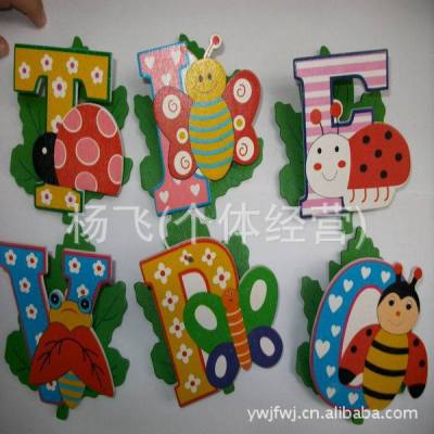 Factory direct sale new wooden letter clamp 26 smart wooden refrigerator paste wholesale