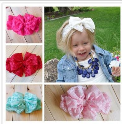 New European and American Hair Accessories Children's Lace Big Bow Hair Band