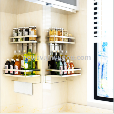Stainless steel 304 punch - free kitchen shelves wall - mounted seasoning shelves kitchen sauce bottle storage rack