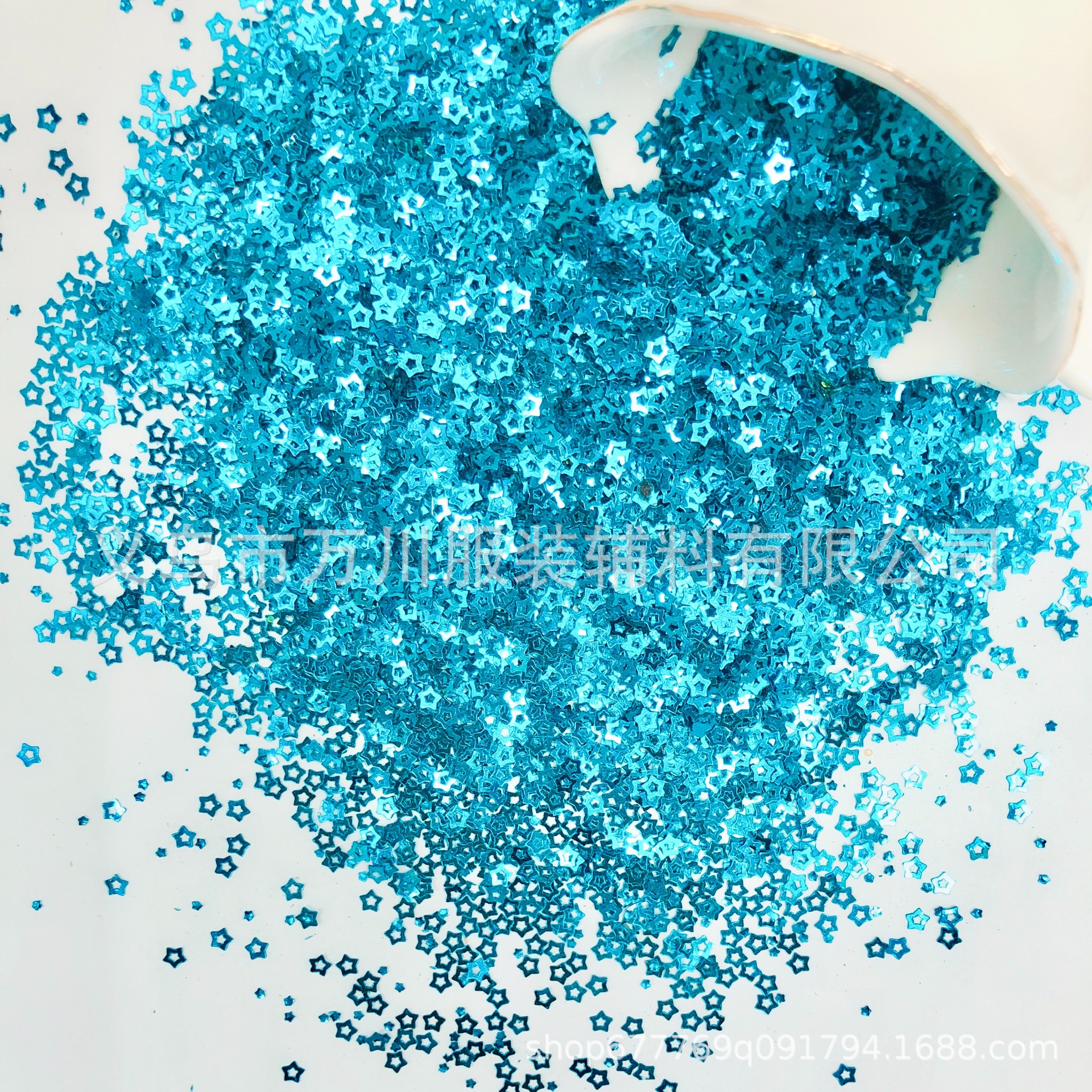 4mm空星PVC亮片蓝色五角星塑料珠片银底指甲片工艺品饰品辅料配件