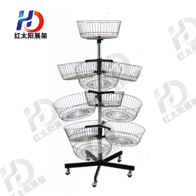 The Custom of four - layer wire mesh basket made of iron promotional magazine rack display rack plated stainless steel rotatable