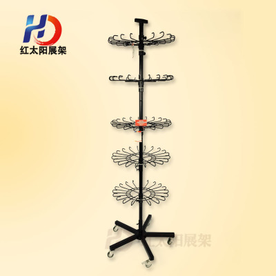 The five - layer height adjustment display rack of metal rotating shelf is durable and detachable and anti - theft