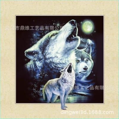 Factory Production Customized Batch 3D 5D Stereoscopic Painting Three-Dimensional Stereograph Wolf Indian 40*40 Currently Available
