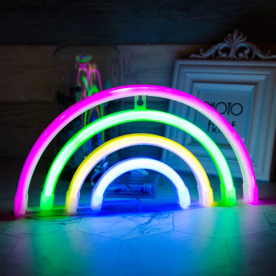 Shaped LED light children 's room, small night light bar rainbow decorative light red lips creativity