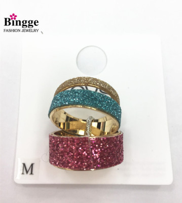 Three for a set of multicolored sparkle ring ring