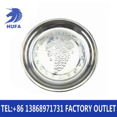 Stainless Steel Large round Flower Picking Deep Plates Grape Flower Plate Meal Tray Fruit Plate